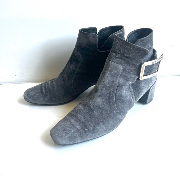 Roger Vivier Ankle Gray Suede Bootie 39.5 - Picture 3 of 10